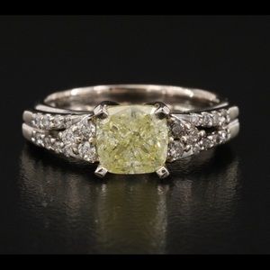 2.11 CTW Fancy Yellow Diamond Ring Set GIA Cert.